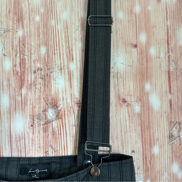 Vintage Y2K Forever 21 Gray Pinstripe Wide Leg Suspender Dress Pants - Picture 3 of 14